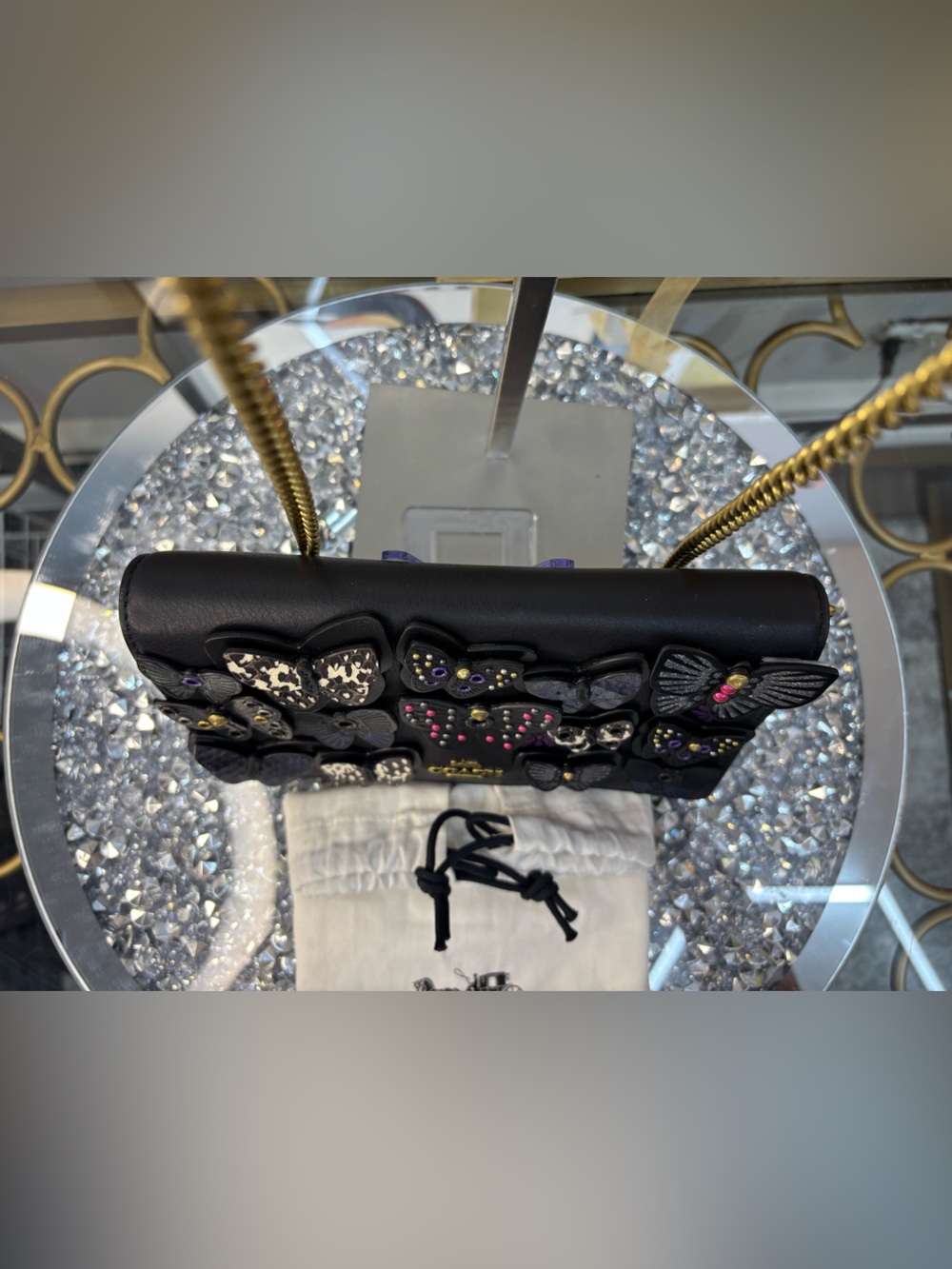 Coach 2019 Callie Foldover Chain Clutch with Butterfly Applique NWOT - Picture 6 of 17